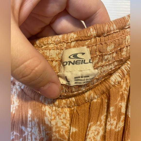 O’Neil Peach Off-Shoulder Mini Dress with White Floral Print Size Large - Picture 3 of 9